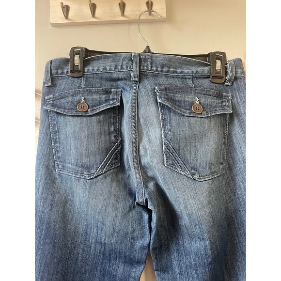 Anlo Wide Leg Dark Wash Mercer Denim Flare Jeans - Picture 5 of 9